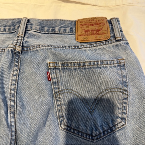 Levi’s 505 Straight Leg Light Wash 36 x 30 Demin Jeans Vintage Men’s 90s Baggie - Picture 12 of 12
